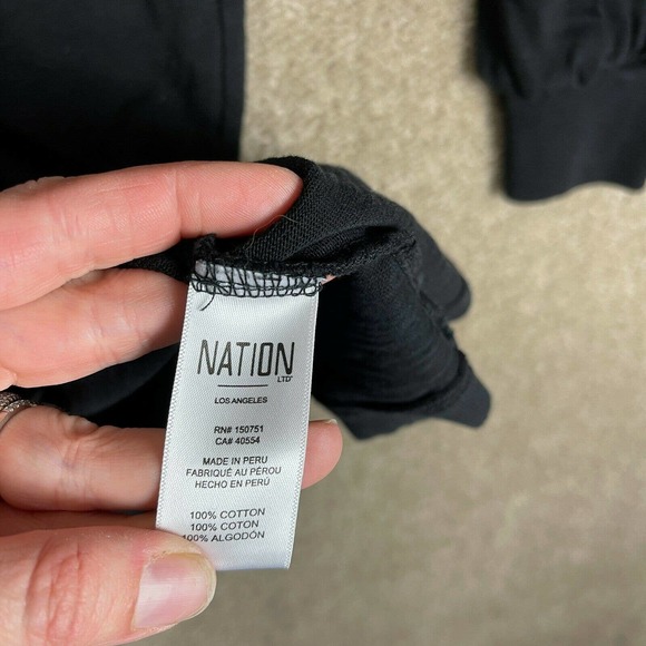 Nation LTD Elisa Dress Womens Size Small Black Puff Sleeve Easy Fit Stretch - Picture 8 of 10